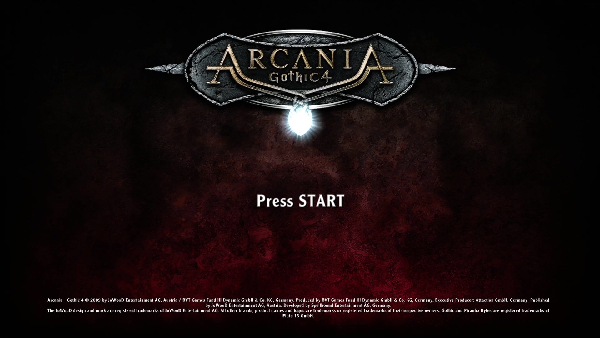 Arcania: Gothic 4 title screen for Xbox 360